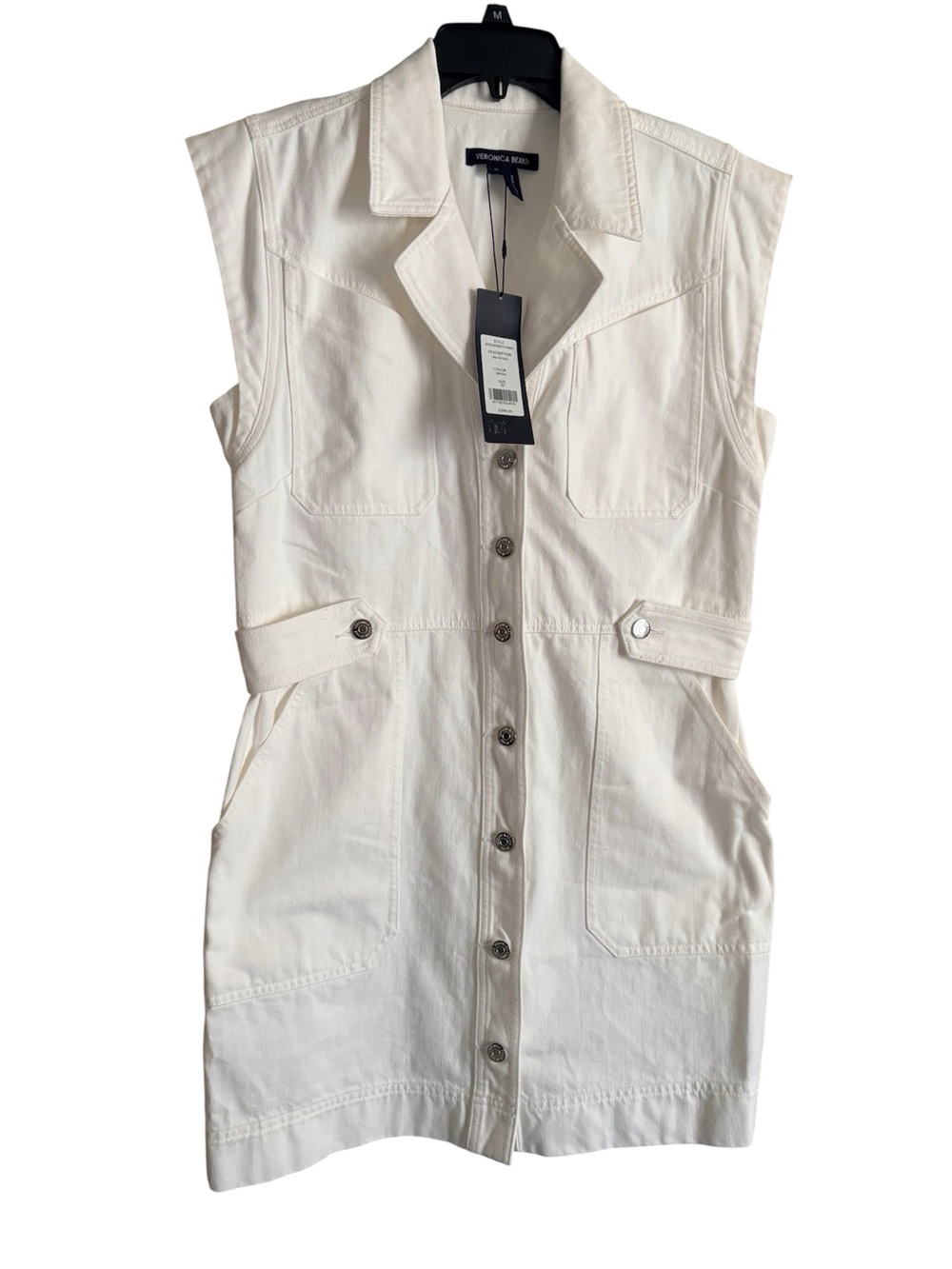 Veronica Beard Jax Sleeveless Button-Front Utility Dress sz10 NWT